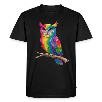 Colorful LGBTQ Owl With Pride - Men's Premium Organic T-Shirt - black - Front - Nico (187cm)