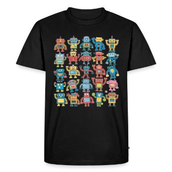 Robots colorés pour les enfants - Illustrations amusantes - T-shirt Premium bio Homme - noir - Devant - Nico (187cm)