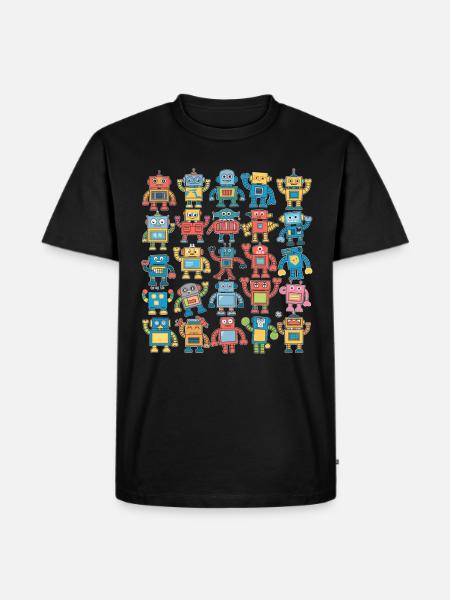 Colorful Robots for Kids - Funny Illustrations - Men's Premium Organic T-Shirt - black