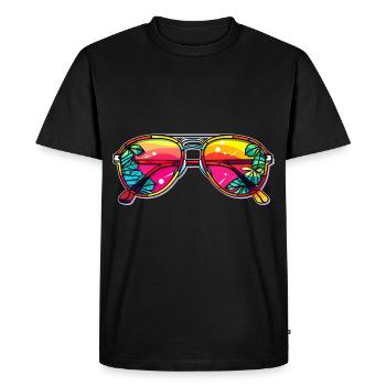 Tropical sunglasses design with palm leaf - Men's Premium Organic T-Shirt - black - Front - Nico (187cm)