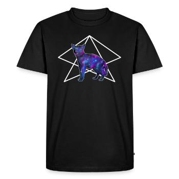 Galaxy Cat Halloween Witch Gift Cat - Men's Premium Organic T-Shirt - black - Front - Nico (187cm)
