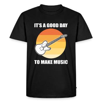 C’est une bonne journée pour faire de la musique un musicien - T-shirt Premium bio Homme - noir - Devant - Nico (187cm)