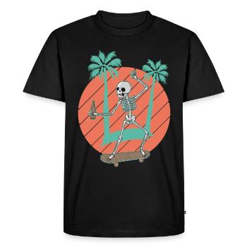 Skateboard Skeleton Skater Palms et boisson - T-shirt Premium bio Homme - noir - Devant - Nico (187cm)