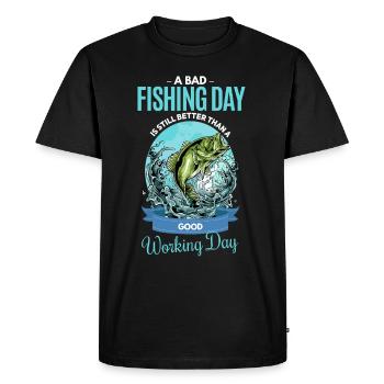 Funny fisherman angler saying - Men's Premium Organic T-Shirt - black - Front - Nico (187cm)