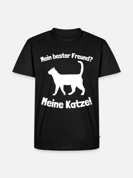 Bester Freund Katze - Männer Premium Bio T-Shirt - Schwarz