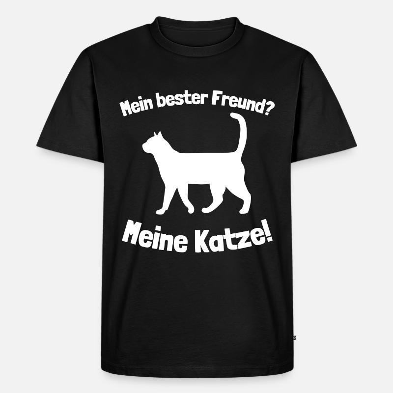 Bester Freund Katze - Männer Premium Bio T-Shirt - Schwarz