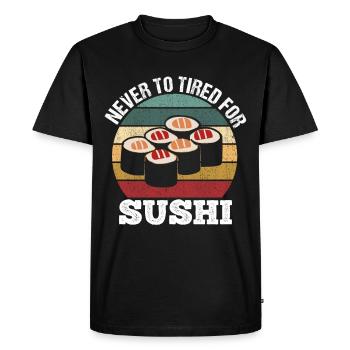 Never too tired for sushi fun motif - Men's Premium Organic T-Shirt - black - Front - Nico (187cm)