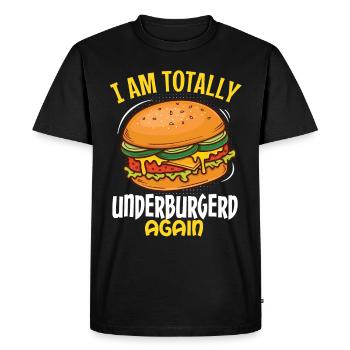 Funny Burger Fast Food Dessin animé Motif - T-shirt Premium bio Homme - noir - Devant - Nico (187cm)