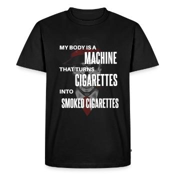 Drôle de fumeur de cigarette disant motif - T-shirt Premium bio Homme - noir - Devant - Nico (187cm)