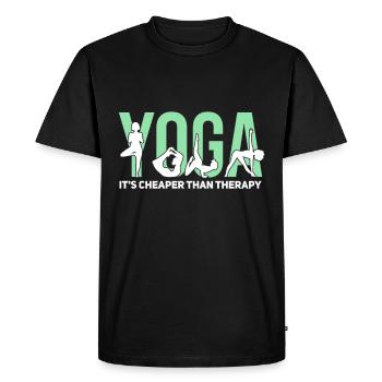 Cool Yoga Gymnastique Dicton Motif - T-shirt Premium bio Homme - noir - Devant - Nico (187cm)