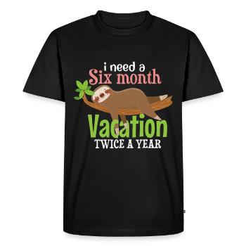 Funny holiday travel sloth saying - Men's Premium Organic T-Shirt - black - Front - Nico (187cm)