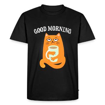 Funny Cats Good Morning Design - Men's Premium Organic T-Shirt - black - Front - Nico (187cm)