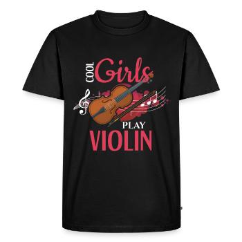 Les filles cool jouent du violon - T-shirt Premium bio Homme - noir - Devant - Nico (187cm)