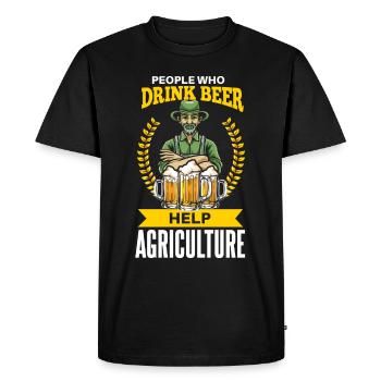 Drôle de fermier buveur de bière disant - T-shirt Premium bio Homme - noir - Devant - Nico (187cm)
