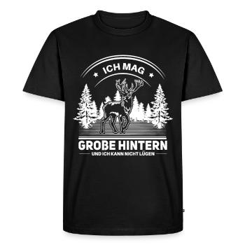Drôle de chasseur et de forestier qui chasse - T-shirt Premium bio Homme - noir - Devant - Nico (187cm)