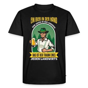 Funny farmer and beer saying - Men's Premium Organic T-Shirt - black - Front - Nico (187cm)