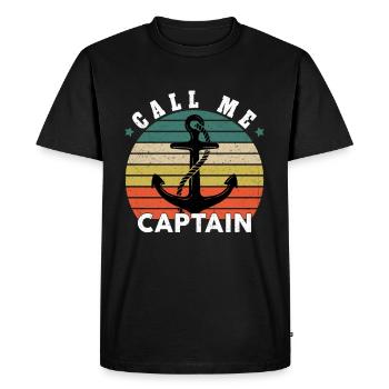 Appelez-moi Capitaine Bateau Voilier Mer Cadeau - T-shirt Premium bio Homme - noir - Devant - Nico (187cm)