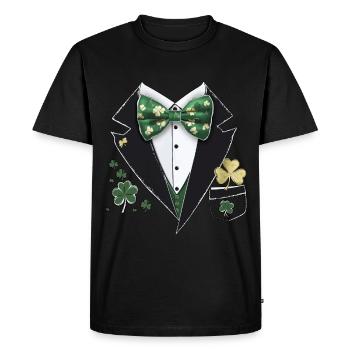 St. Patrick's Day Tuxedo Leprechaun Costume - Men's Premium Organic T-Shirt - black - Front - Nico (187cm)