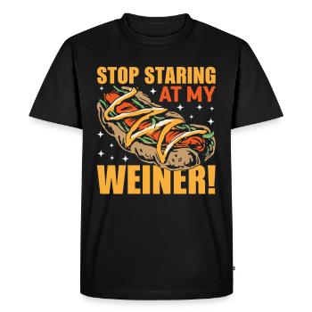 Hot-dog Ne vous fixez pas sur ma saucisse viennoise - T-shirt Premium bio Homme - noir - Devant - Nico (187cm)