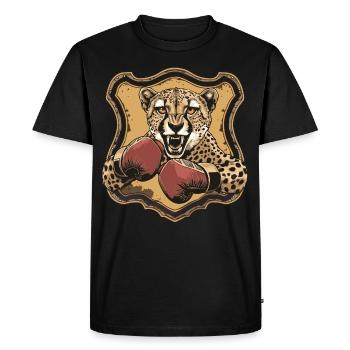 Guépard Boxer MMA Logo - T-shirt Premium bio Homme - noir - Devant - Nico (187cm)