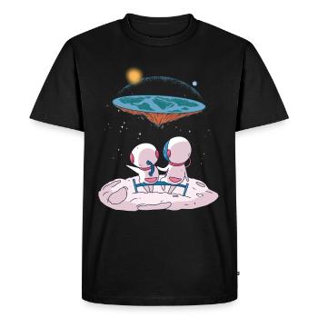 La terre est plate, la terre est plate - T-shirt Premium bio Homme - noir - Devant - Nico (187cm)