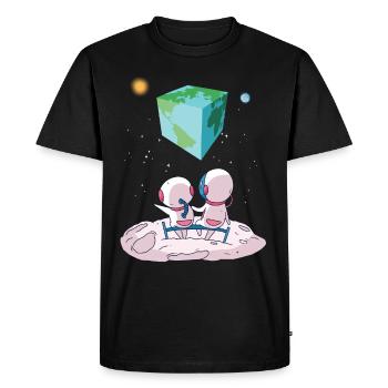 La terre est un cube - T-shirt Premium bio Homme - noir - Devant - Nico (187cm)