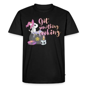 Cat got something cooking halloween witch's brew - Men's Premium Organic T-Shirt - black - Front - Nico (187cm)