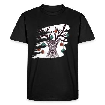 Christmas Deer Christmas Day Abstract Art Work - Men's Premium Organic T-Shirt - black - Front - Nico (187cm)