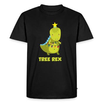 Cute Christmas Tree Rex Dinosaur Dino - Men's Premium Organic T-Shirt - black - Front - Nico (187cm)