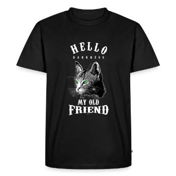 Hello Darkness My Old Friend Funny Cat Lovers Cat - Men's Premium Organic T-Shirt - black - Front - Nico (187cm)