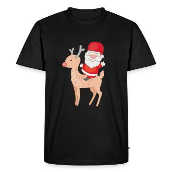 Père Noël à Noël sur le renne Rudolph - T-shirt Premium bio Homme - noir - Devant - Nico (187cm)