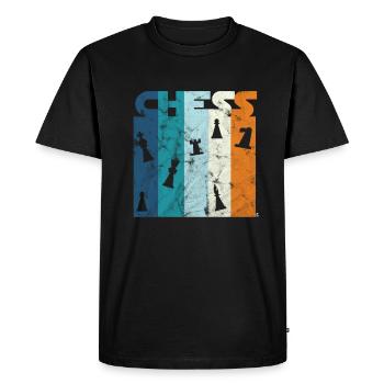 Pièce d'échecs graphique rétro en détresse Grand Maître - T-shirt Premium bio Homme - noir - Devant - Nico (187cm)