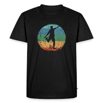Retro Football Soccer Sports Vintage Graphique - T-shirt Premium bio Homme - noir - Devant - Nico (187cm)
