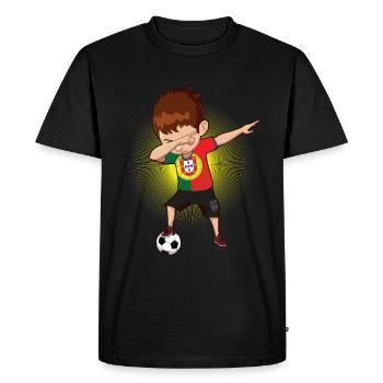 Football Portugais Portugal Footballeur - T-shirt Premium bio Homme - noir - Devant - Nico (187cm)