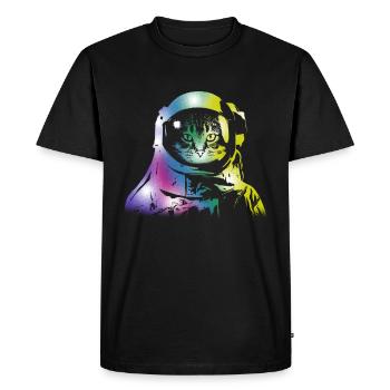Cat Space Outerspace Galaxy Cats Kittens Owners - Men's Premium Organic T-Shirt - black - Front - Nico (187cm)