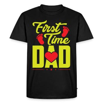 Papa Père Papa Fête des Pères Première Fois Papa - T-shirt Premium bio Homme - noir - Devant - Nico (187cm)