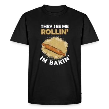 Pâtissier Pâtissier Pâtissier - T-shirt Premium bio Homme - noir - Devant - Nico (187cm)