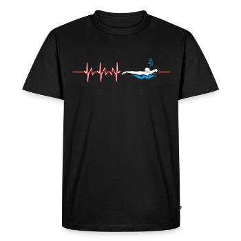 Swimming Heartbeat Swimmers Water Sports Diving - Men's Premium Organic T-Shirt - black - Front - Nico (187cm)