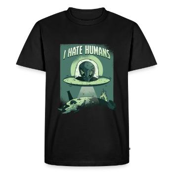 Outerspace Spaceship Scientist Galaxy Planet - Men's Premium Organic T-Shirt - black - Front - Nico (187cm)