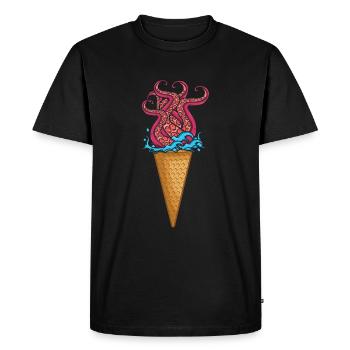 Glace Nautique Eté Amoureux Du Poulpe Kraken - T-shirt Premium bio Homme - noir - Devant - Nico (187cm)