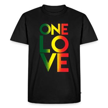 One Love Rasta Reggae Rastafari cadeau mélomanes - T-shirt Premium bio Homme - noir - Devant - Nico (187cm)