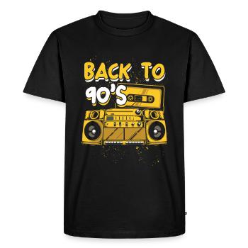 Back To 90s Retro Vintage Cassette Tape Gift - Men's Premium Organic T-Shirt - black - Front - Nico (187cm)