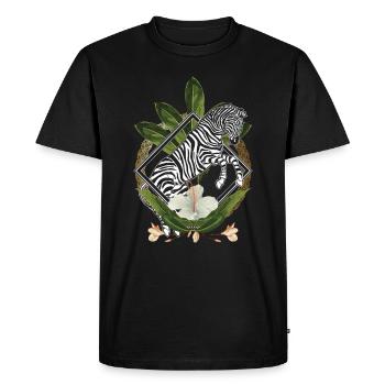 Élégante savane florale hawaïenne zebra lover florale - T-shirt Premium bio Homme - noir - Devant - Nico (187cm)