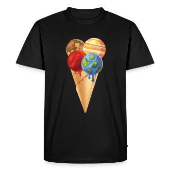 Planète de crème glacée scientifique - T-shirt Premium bio Homme - noir - Devant - Nico (187cm)