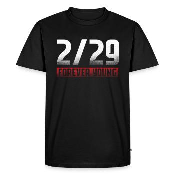 2 29 Forever Young Cadeau du 29 février - T-shirt Premium bio Homme - noir - Devant - Nico (187cm)