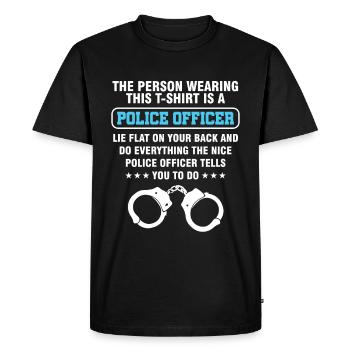 Policier Policier Policier Policier Officiers - T-shirt Premium bio Homme - noir - Devant - Nico (187cm)