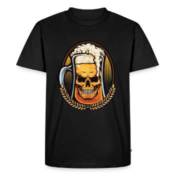 Mug de bière Skull Mousse de bière Brassage Cadeau amateur de bière - T-shirt Premium bio Homme - noir - Devant - Nico (187cm)
