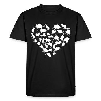 Heart Rat Mouse Animal Lover Rodent Mice Pet Gift - Men's Premium Organic T-Shirt - black - Front - Nico (187cm)