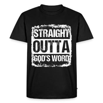 Tout droit sorti de la Parole de Dieu Sermon Eglise Prier Cadeau - T-shirt Premium bio Homme - noir - Devant - Nico (187cm)