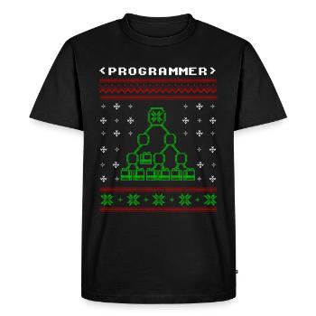 Programmeur ordinateur cadeau de chandail de Noël laid - T-shirt Premium bio Homme - noir - Devant - Nico (187cm)